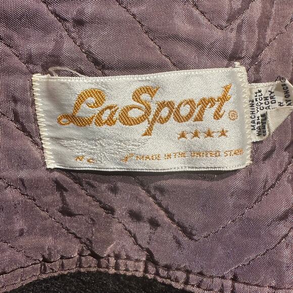 La Sport Large Vintage Ladies Jacket 60's Khaki Black Faux Fur Removable Hood - Picture 4 of 14